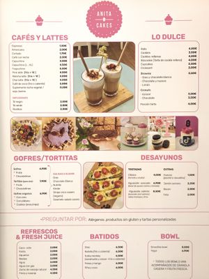 Menu  at Anita Cakes in Mallorca