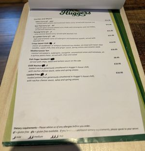 Menu b at Huggers in Norwich