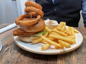 Chicken burger meal   at Huggers in Norwich