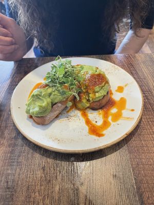 Avocado on sourdough   at Huggers in Norwich