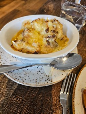 Vegan cauliflower cheese. at Huggers in Norwich