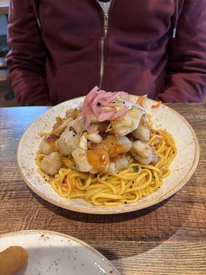 Chilli tofu  at Huggers in Norwich