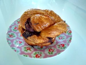 Cinnamon bun at Dark Room Chocolate in Norwich