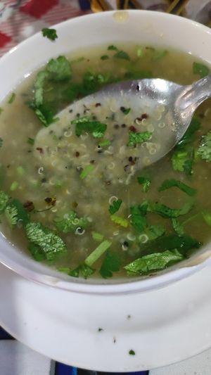 Consomé (sopa) con quinoa y perejil at Las Delicias de la Javi in Recoleta