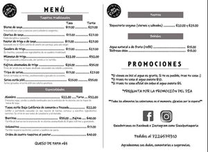 Menú at Sin Culpa in Toluca
