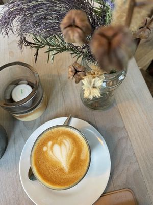 Oatly flat white   at Impact Café  in Cologne