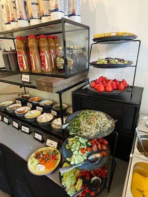 Pancake toppings fruits and vegetables  at Impact Café  in Cologne
