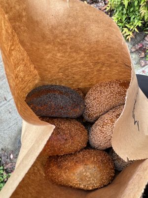A dozen bagels for pickup  at Mt. Bagel in Seattle