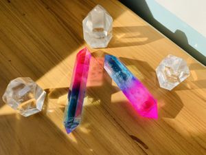 Clear Quartz, Multi-Colored Aura Quartz #Veganuary at Thrive Tribe Cafe in Barrington