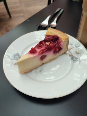 Raspberry cheesecake at Kafe Hummusson - 2nd Floor in Malmo