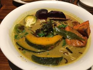 Vegan Pumpkin Curry. There are ramen noodles underneath that you can’t see well in picture.  at Ba Bar Green in Seattle