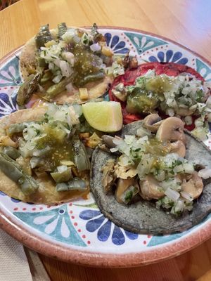 Tacos with cactus & potato and mushrooms (without cheese)   at Ta'Kool in Sevilla