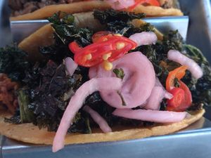 Eggplant and soyrizo at Tacos Tu Madre - Westwood in Los Angeles