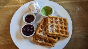 Vegan/GF waffles at The Vienna in Nelson