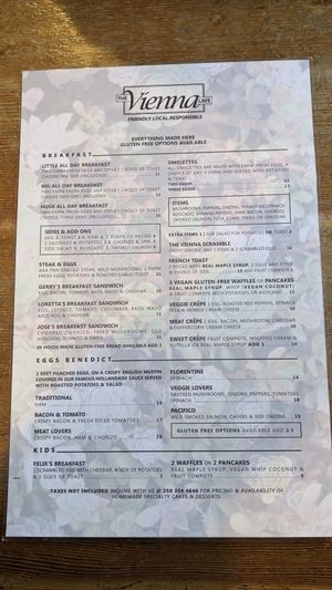 Menu 2 at The Vienna in Nelson