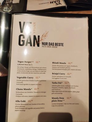 Vegan menu at Ginti and More in Cologne