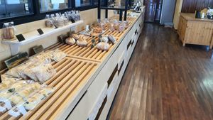 interior of location - display of breads  #Veganuary at Le Blé 르블레 in Suncheon