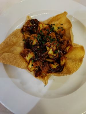 Aloo Gobi with homemade poppadom at Restaurante La Viña De Calpe - The Calpe Vineyard in Calpe