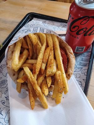 Vegan halloumi wrap at Come & Go Souvlaki in North London