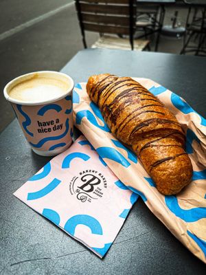 Flat whir & chocolate croissant   at Bakery Bakery - HB in Zurich