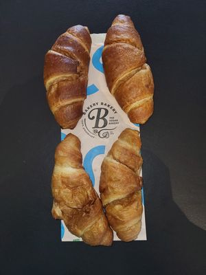 Pretzel crossaint and butter crossaints at Bakery Bakery - HB in Zurich