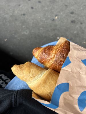 pretzel croissant (R) bean croissant (L)  at Bakery Bakery - HB in Zurich