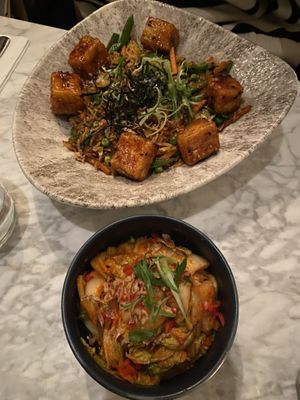 BOKKEUMBAP (with the kimchi and red chilli paste on the side)   at Mildreds - Covent Garden in London