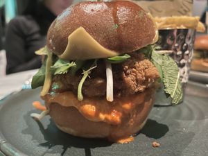Korean chick'n burger  at Mildreds - Covent Garden in London