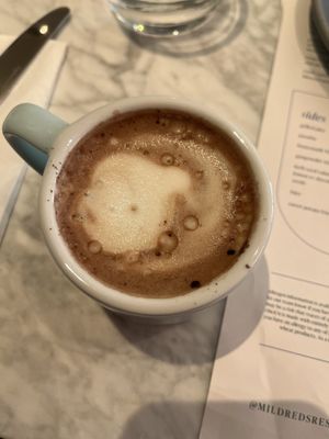 soy hot chocolate   at Mildreds - Covent Garden in London