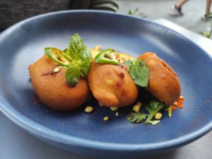 Mango chutney potato with mixed spices at Mildreds - Covent Garden in London