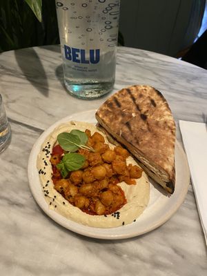 The chunky harissa chickpea humous with pita   at Mildreds - Covent Garden in London