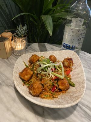 The bokkeumbap, kimchi fried rice with salt and pepper fried tofu – there was a nice kick to this dish  at Mildreds - Covent Garden in London