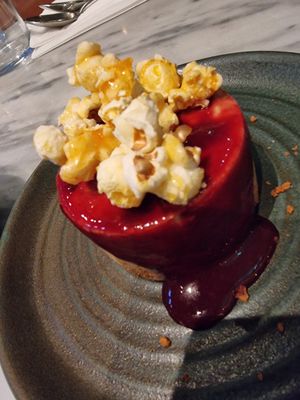 cheesecake with sweet popcorn at Mildreds - Covent Garden in London