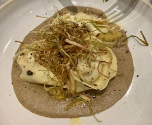 Sweet potato leek tortelloni  at Mildreds - Covent Garden in London