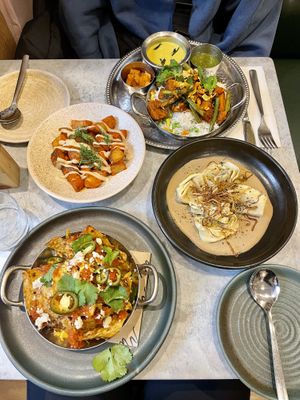 Selection of food   at Mildreds - Covent Garden in London