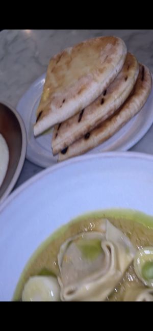 Fresh stack of pita bread   at Mildreds - Covent Garden in London