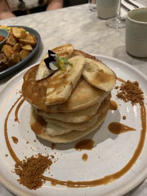Banana and biscoff pancakes  at Mildreds - Covent Garden in London