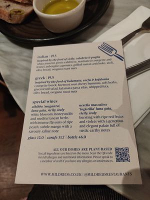 special menu, probably seasonal at Mildreds - Covent Garden in London