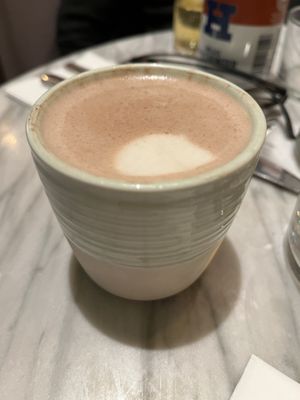 Hot chocolate with oat milk  at Mildreds - Covent Garden in London