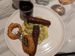 Cumberland sausage & mash at Mildreds - Covent Garden in London