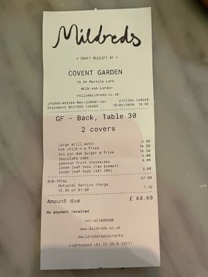   at Mildreds - Covent Garden in London