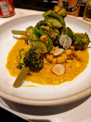 Chicken skewers at Mildreds - Covent Garden in London