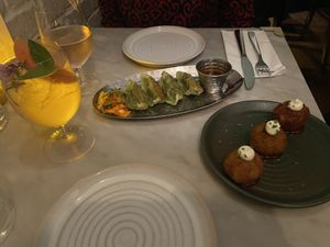 Kimchi gyozas & arancini rossi   at Mildreds - Covent Garden in London