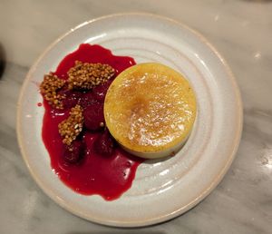 Creme brulee with caramel puffed quinoa at Mildreds - Covent Garden in London