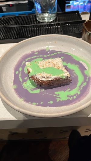 Mystery purple and green dessert at Mildreds - Covent Garden in London
