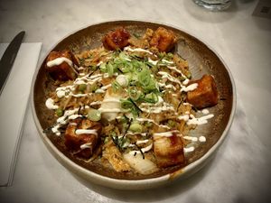 Kimchi rice with Tofu. Soooo good!  #Veganuary at Mildreds - Covent Garden in London
