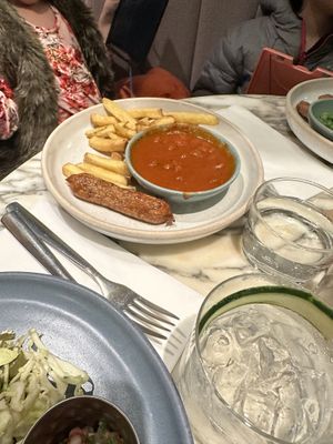 Banger and fries  at Mildreds - Covent Garden in London
