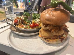 Burger with loaded fries    at Mildreds - Covent Garden in London