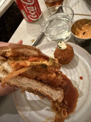 Assembled sandwich (very messy!!)  at Mildreds - Covent Garden in London