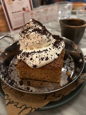 Warm cookie dough blondie at Mildreds - Covent Garden in London